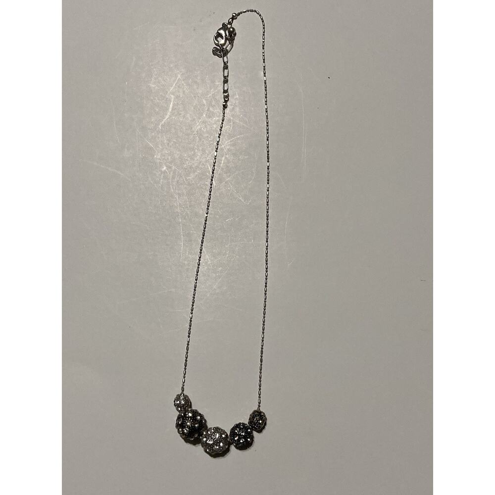 Disco Ball Rhinestone Necklace Sparkly Silver Black